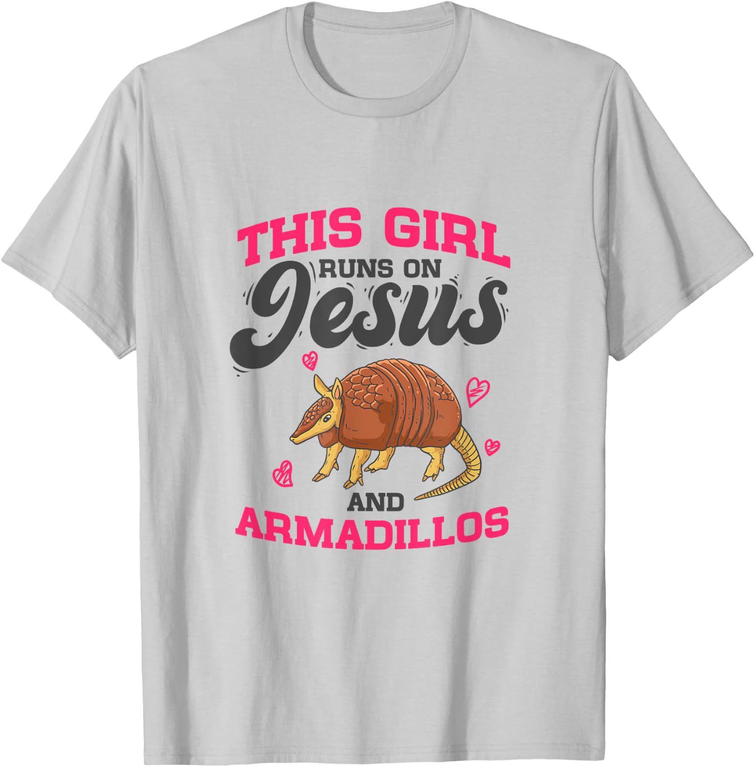 Armadillo Lover - This Girl Runs On Jesus And Armadillos T-Shirt - T-Shirt | Ash