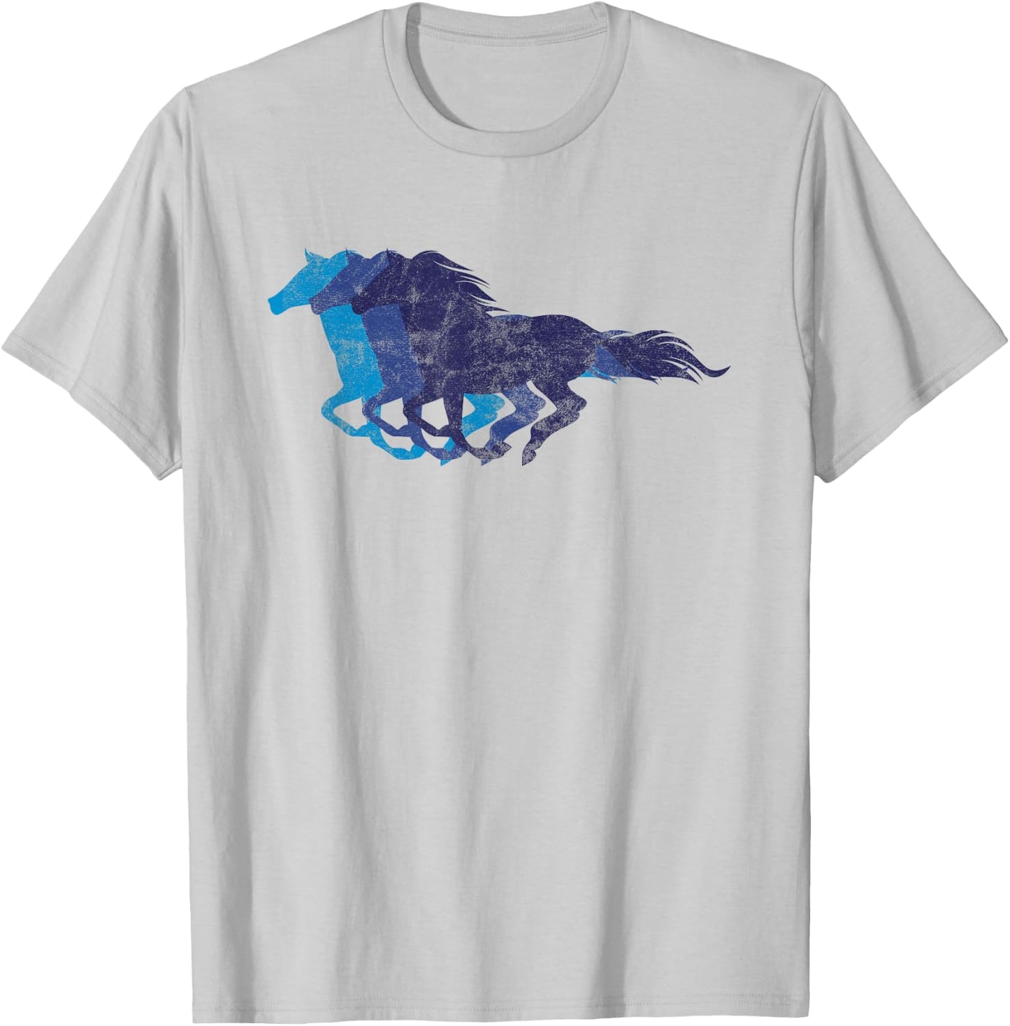 Blue Horse Racing Silhouette Shirt Equitation T-Shirt - T-Shirt | Ash