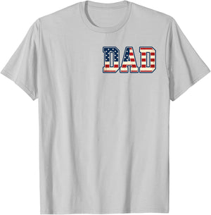 (2 Sides) Distressed Best Dad Ever American Flag Fathers Day T-Shirt - T-Shirt | Ash