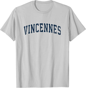 Vincennes Indiana IN Vintage Sports Design Navy Design T-Shirt - T-Shirt | Ash