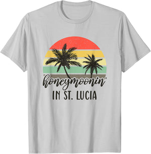 Honeymoonin' In St Lucia Matching Couples Vacation T-Shirt - T-Shirt | Ash