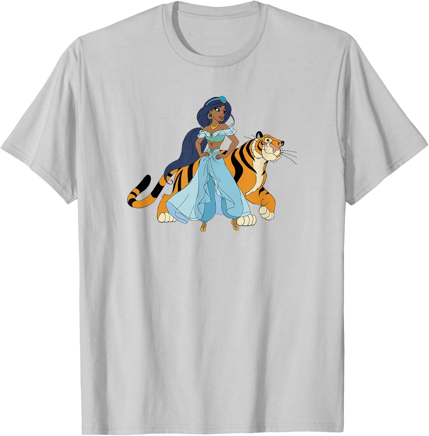 Disney Aladdin Jasmine And Rajah Tiger Pose T-Shirt - T-Shirt | Ash