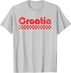 Croatia Fan Retro Vintage Flag T-Shirt - T-Shirt | Ash