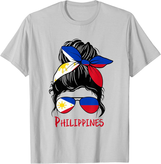 Filipino Girl Filipina Pinay Girl Philippines Woman Flag T-Shirt - T-Shirt | Ash