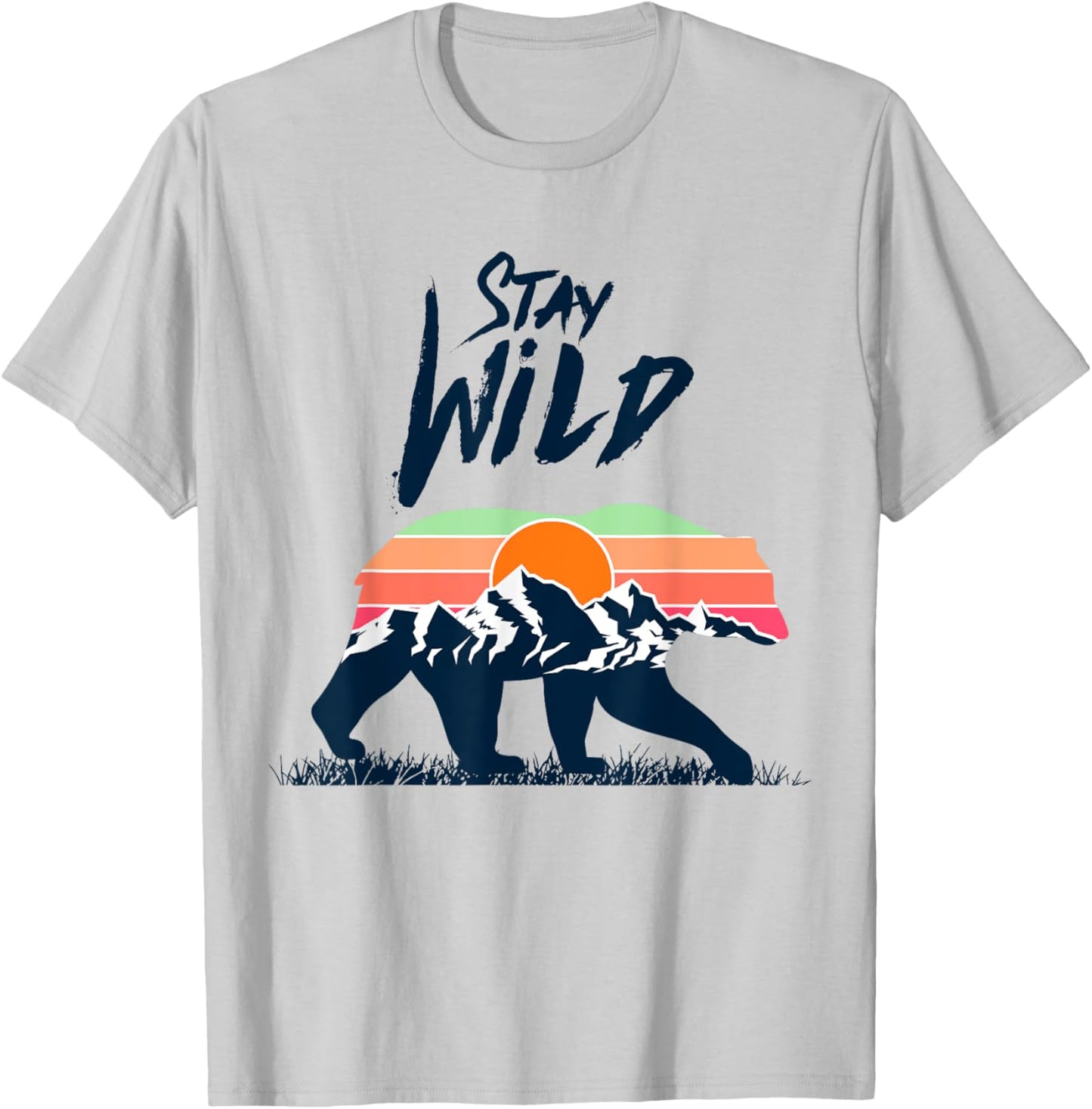 Stay Wild With California Bear T Shirt, Bear Graphic Design T-Shirt - T-Shirt | Ash