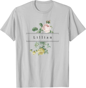 Lillian First Name Vintage Roses Wedding Shower Lillian T-Shirt - T-Shirt | Ash