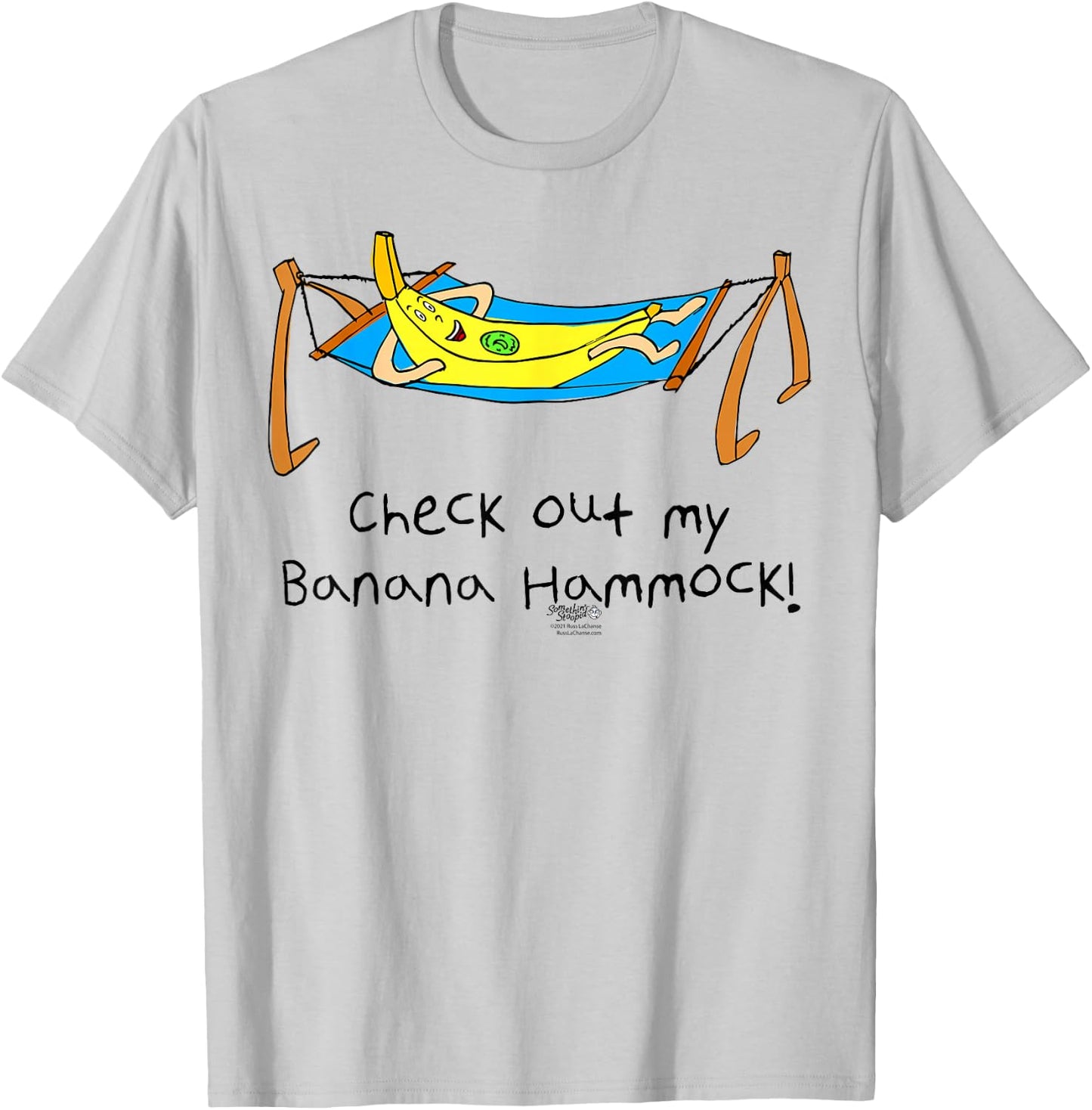 Check Out My Banana Hammock! Funny Dad Joke Word Design T-Shirt - T-Shirt | Ash