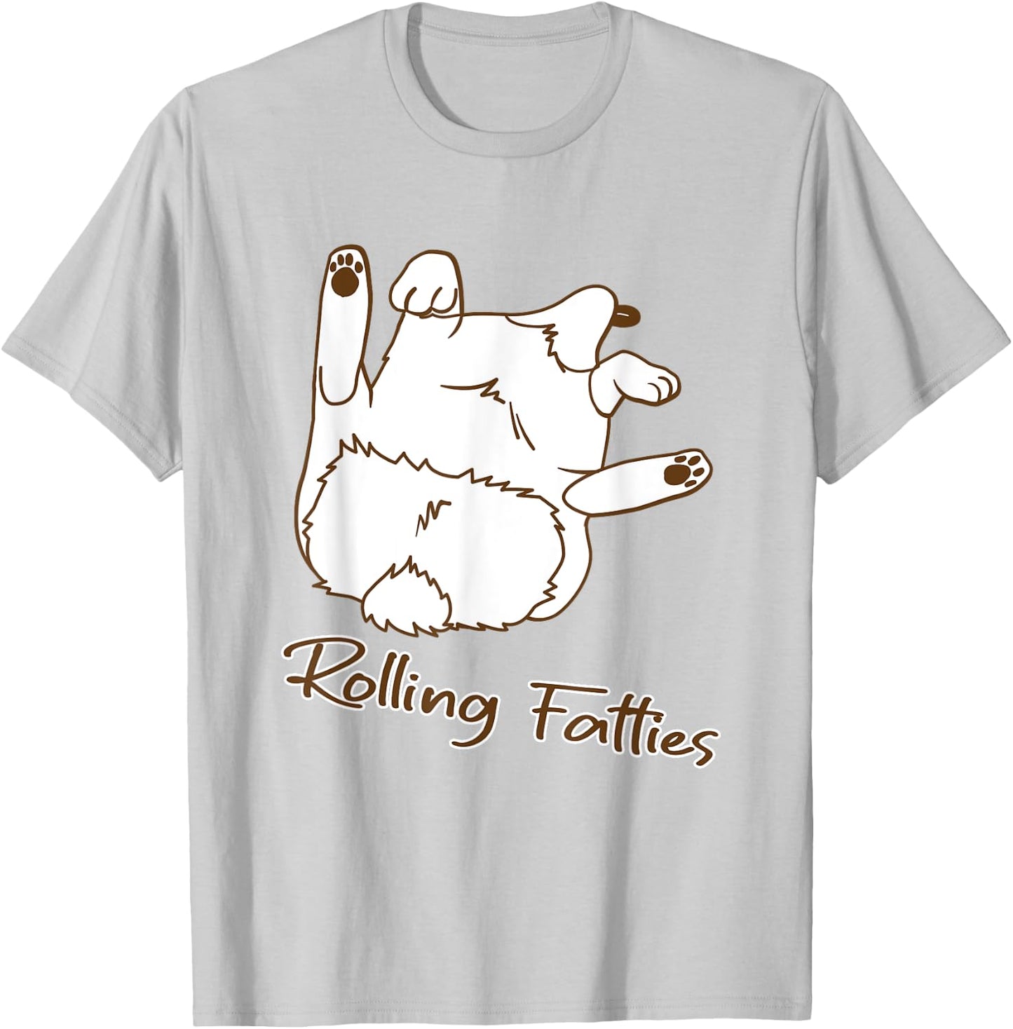 Funny Rolling Fatties Dog T-Shirt - T-Shirt | Ash