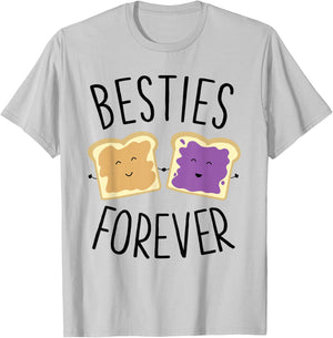 Cute Funny Peanut Butter Jelly Besties Forever Best Friends T-Shirt - T-Shirt | Ash