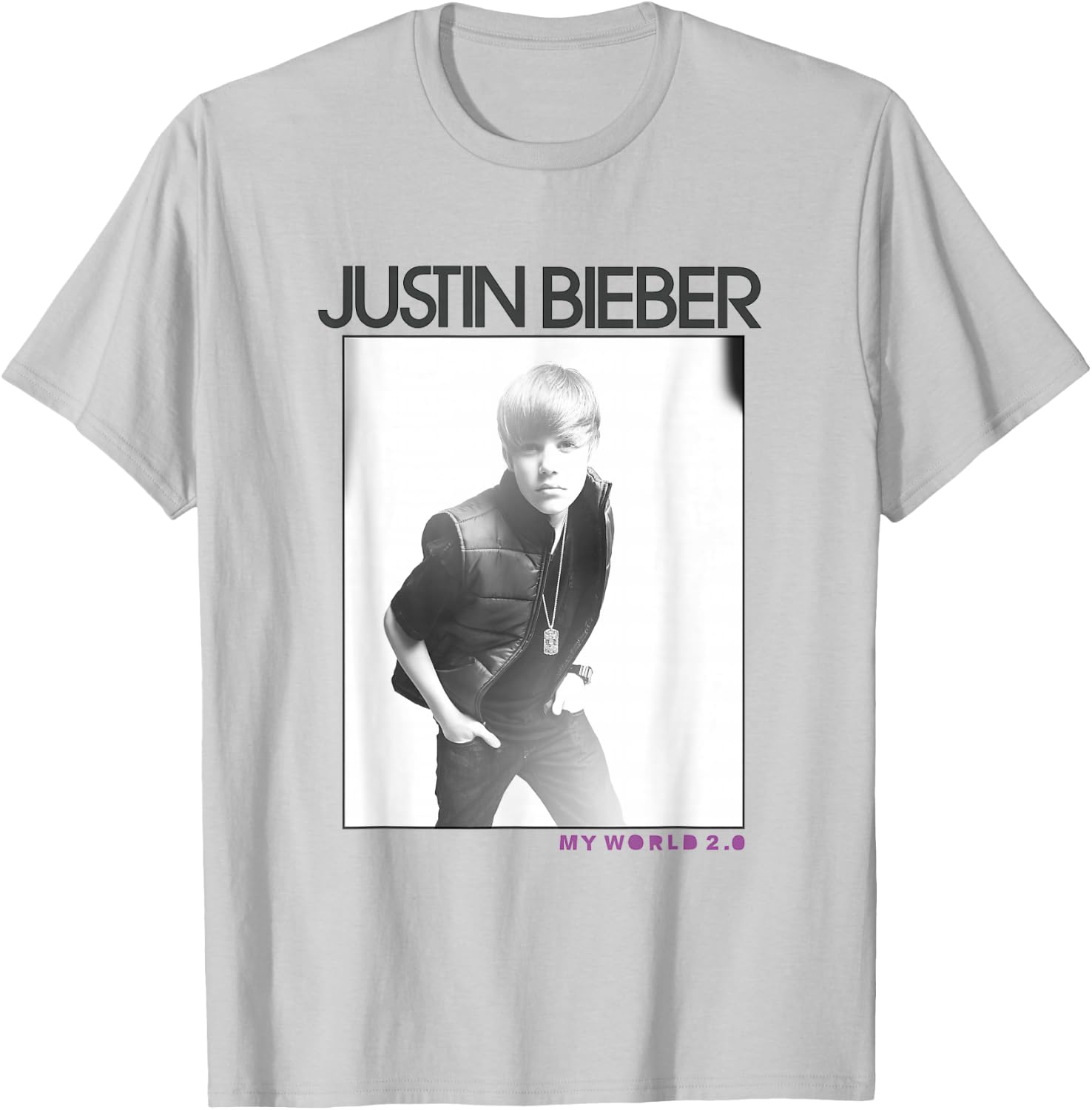 Justin Bieber Official My World 2.0 Photo T-Shirt - T-Shirt | Ash