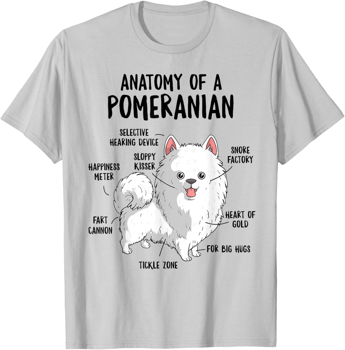 Anatomy of A Pomeranian Dog Owner Pom Puppy Funny Cute T-Shirt - T-Shirt | Ash