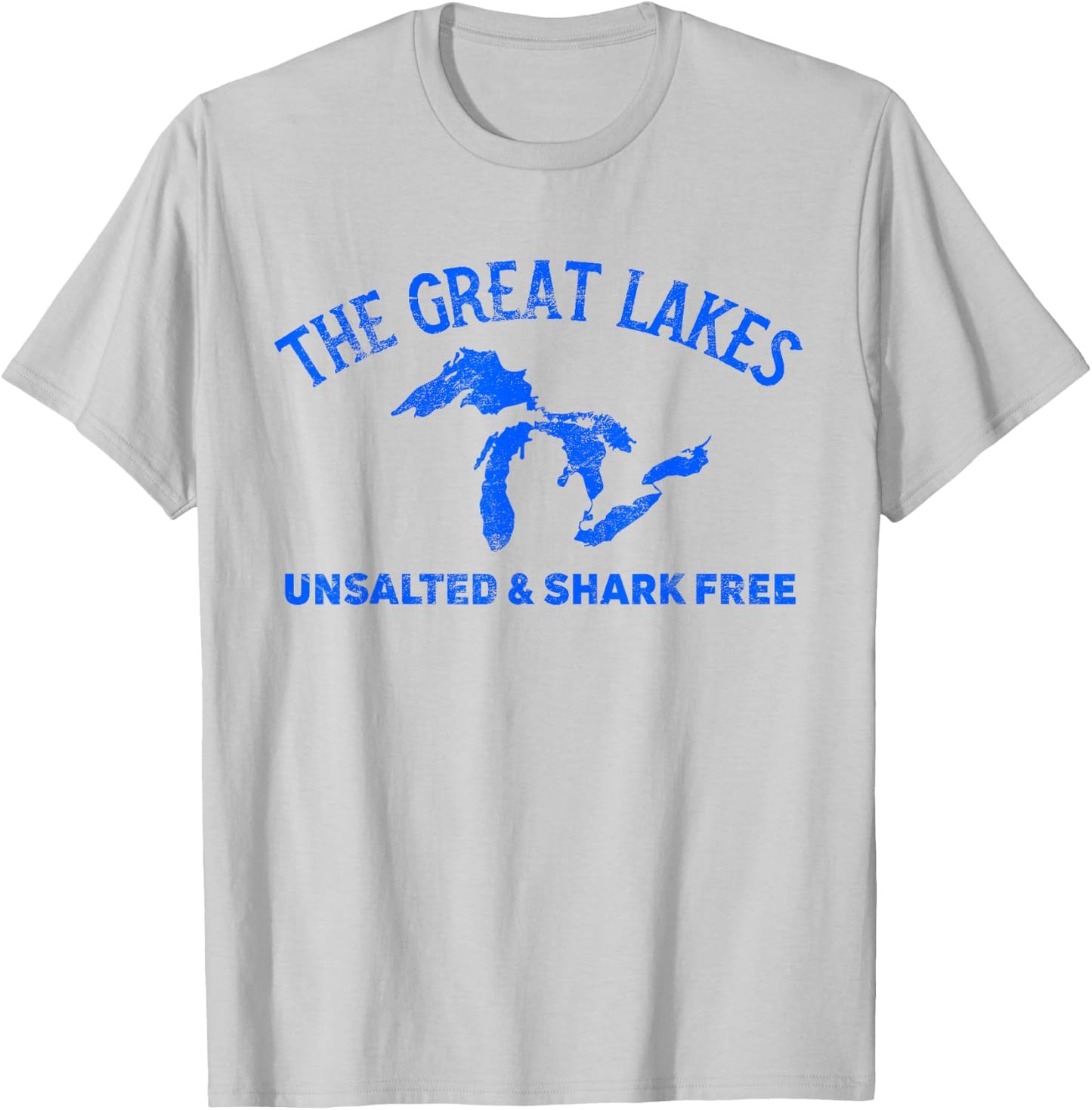 The Great Lakes Unsalted & Shark Free Michigan Gift Vintage T-Shirt - T-Shirt | Ash