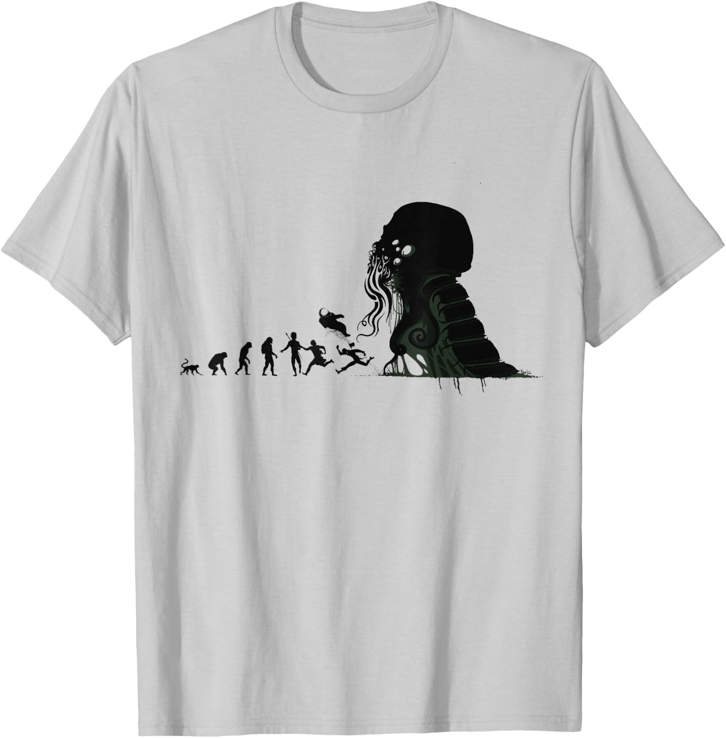 Call of Cthulhu Lovecraftian Evolution Sci-Fi Necronomicon T-Shirt - T-Shirt | Ash