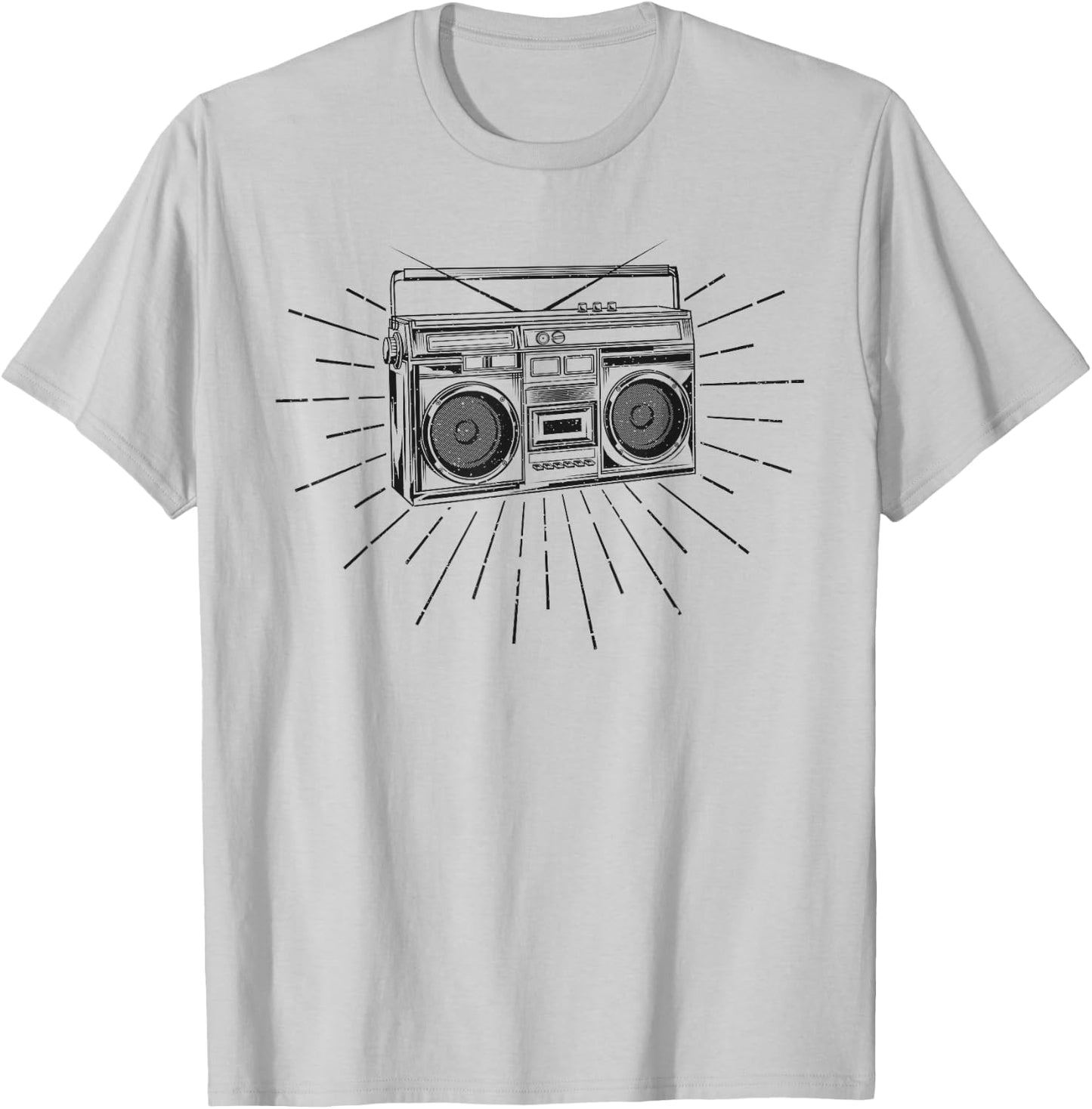 Retro Vintage 80s Boom Box Ghetto Blaster Radio Stack T-Shirt - T-Shirt | Ash