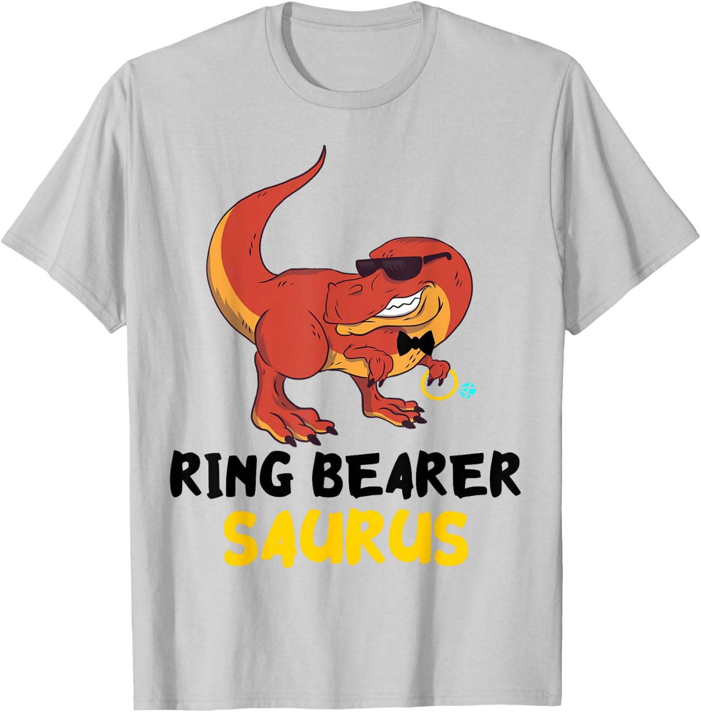 Ring Bearer T-Rex Dino Ring Dinosaur Wedding Party Security T-Shirt - T-Shirt | Ash