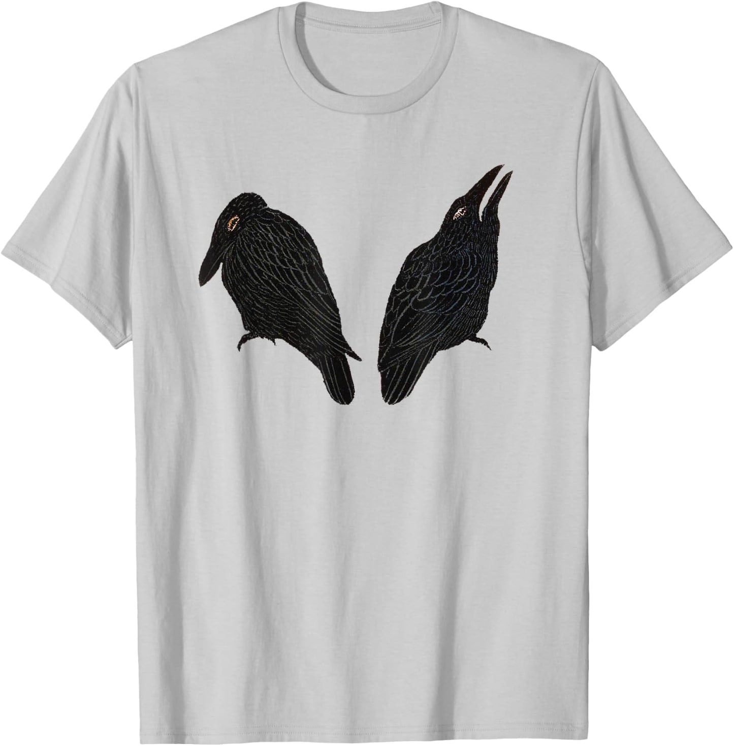 Vintage Crow & Raven Bird Illustration T-Shirt - T-Shirt | Ash