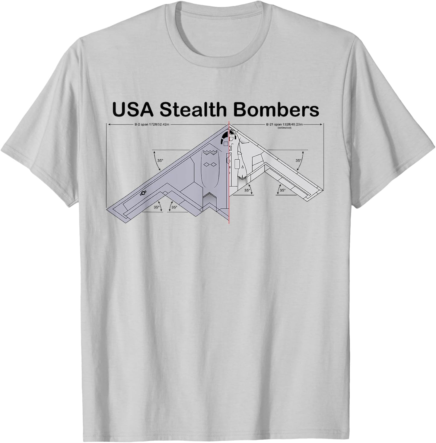 USA Stealth Bombers B-21 Raider VS B-2 Spirit Specs B21 T-Shirt - T-Shirt | Ash