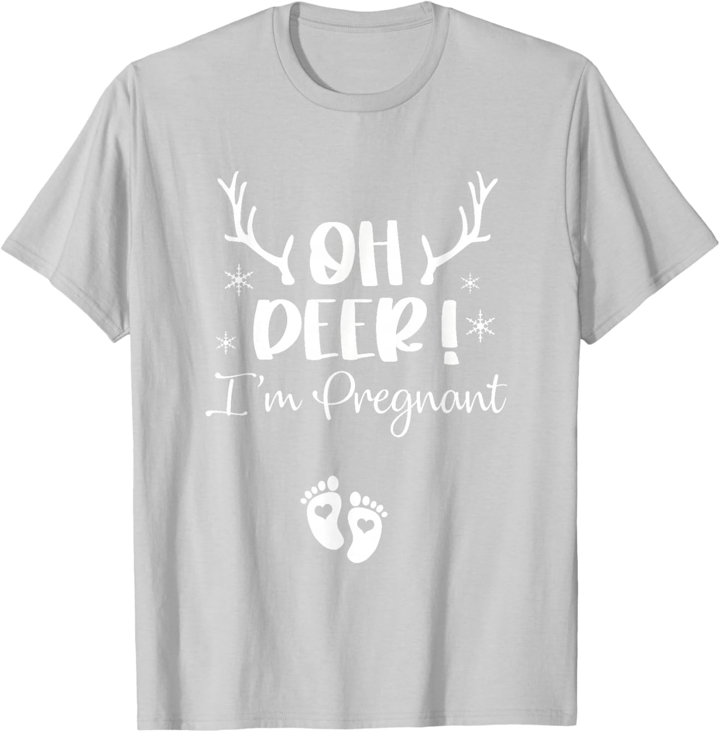 Oh Deer I'm Pregnant Couple Christmas Pregnancy Announcement T-Shirt - T-Shirt | Ash
