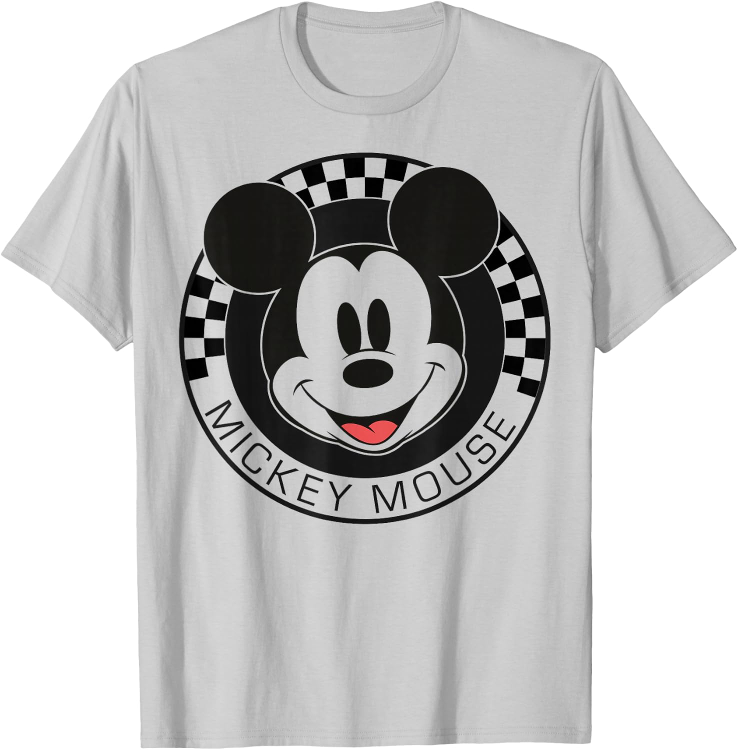 Disney Mickey And Friends Mickey Mouse Checkerboard Circle Short Sleeve For -child, Small T-Shirt - T-Shirt | Ash