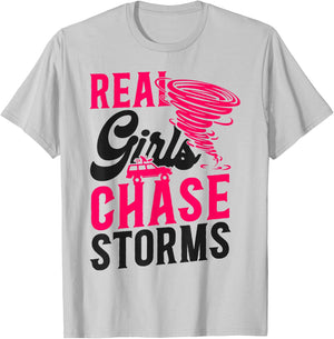 Storm Chaser Hurricane Meteorology Tornado Girl Real Girls T-Shirt - T-Shirt | Ash