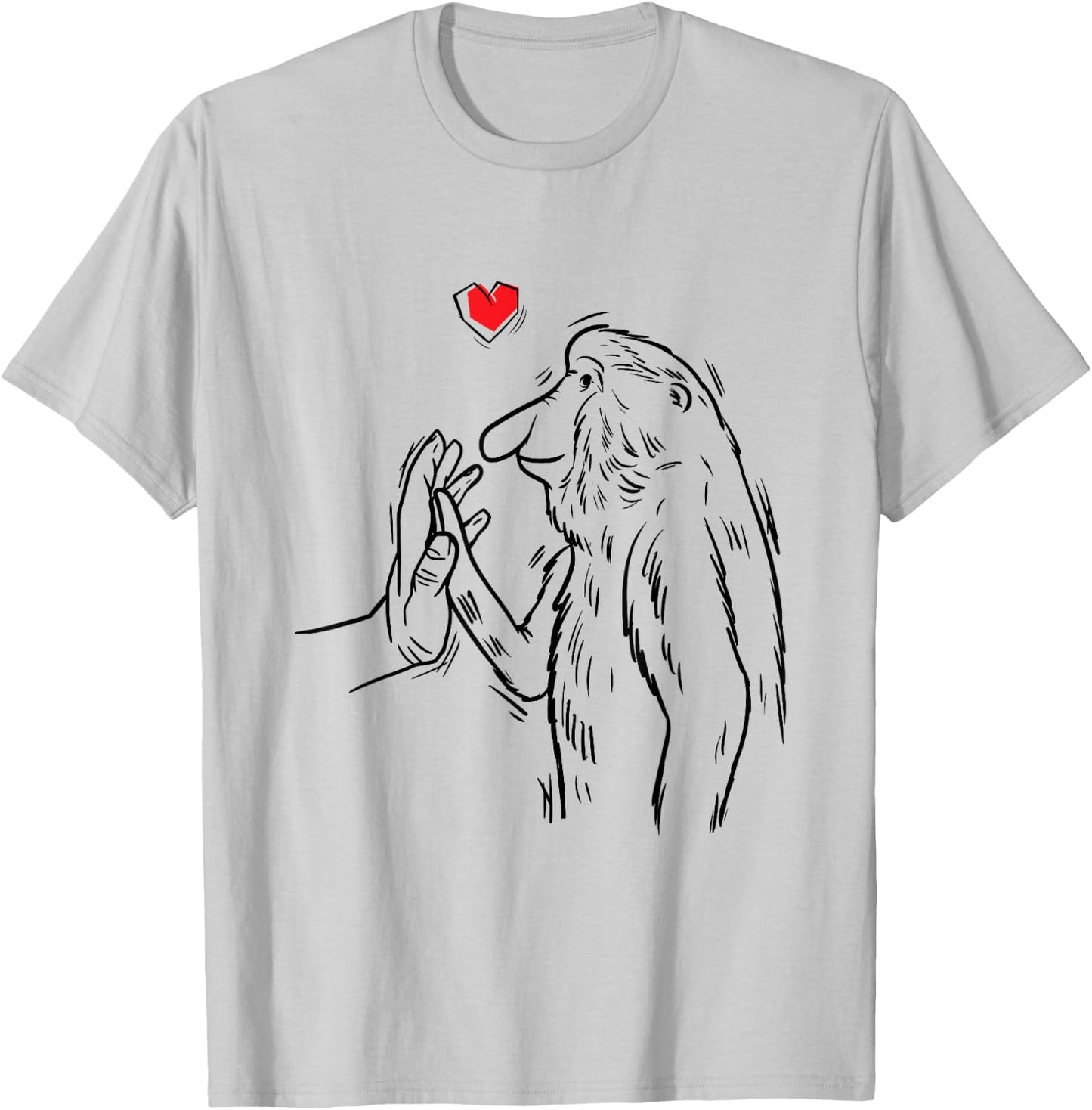 Malaffealuv Proboscis Monkey Long-Nosed Monkey -Adults , Grey, Small, Short Sleeve T-Shirt - T-Shirt | Ash