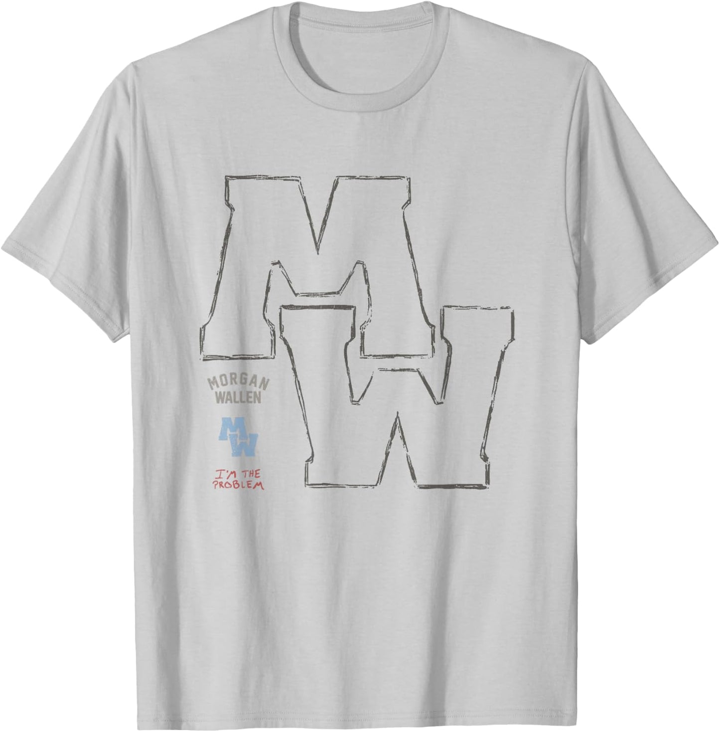 Official Morgan Wallen Sketch Logo T-Shirt - T-Shirt | Ash
