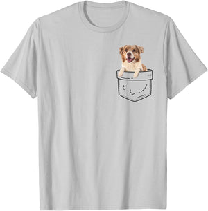 Red Merle Australian Shepherd In Pocket T-Shirt - T-Shirt | Ash