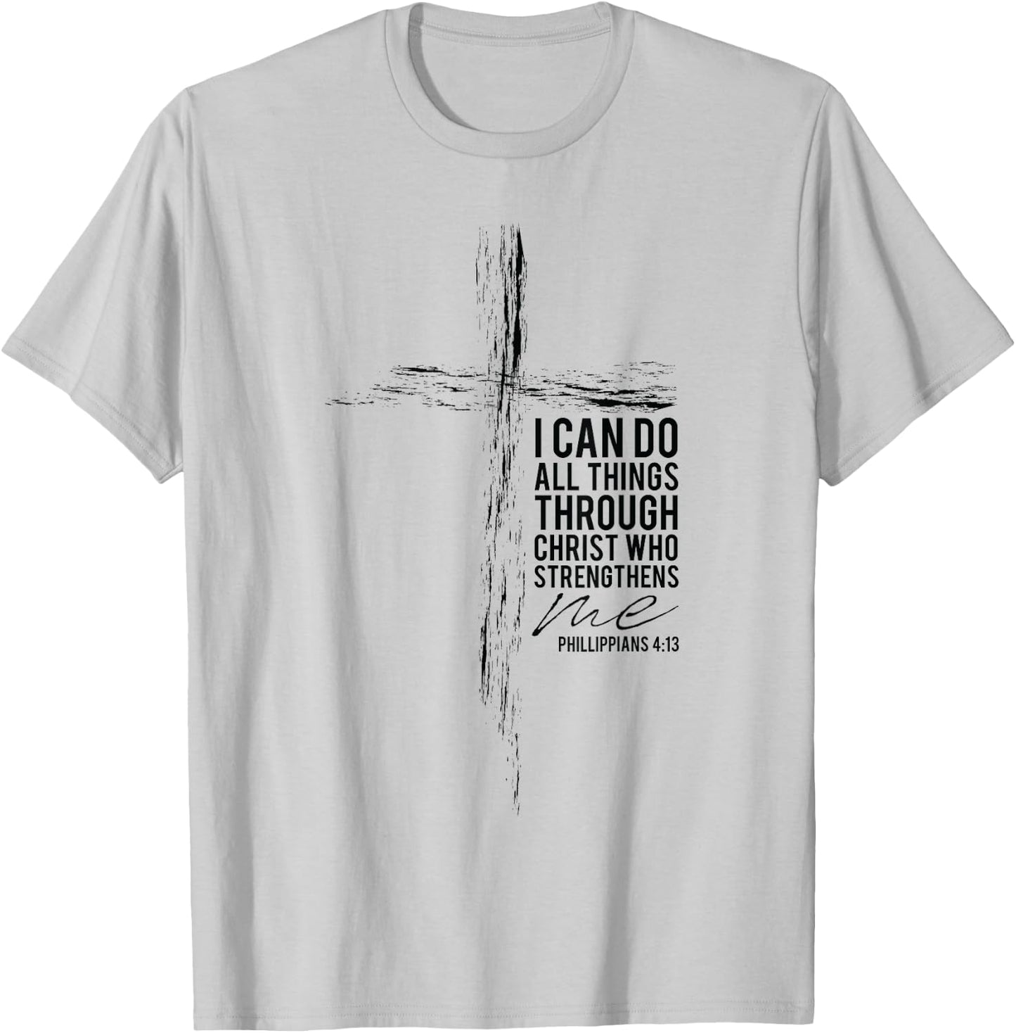 Philippians 4:13 Christian Cross Gifts Men Husband Son Women T-Shirt - T-Shirt | Ash