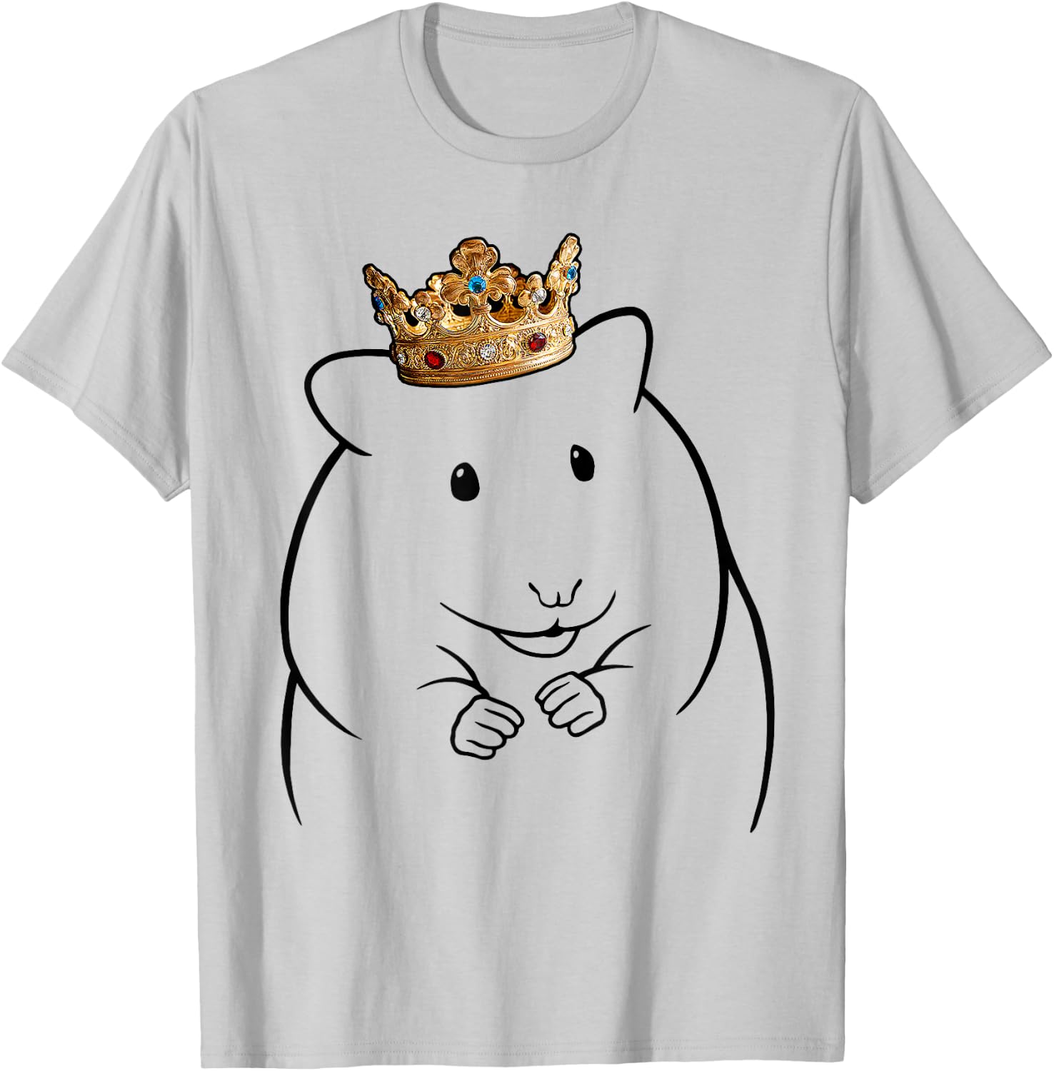 Hamster Wearing Crown T-Shirt - T-Shirt | Ash