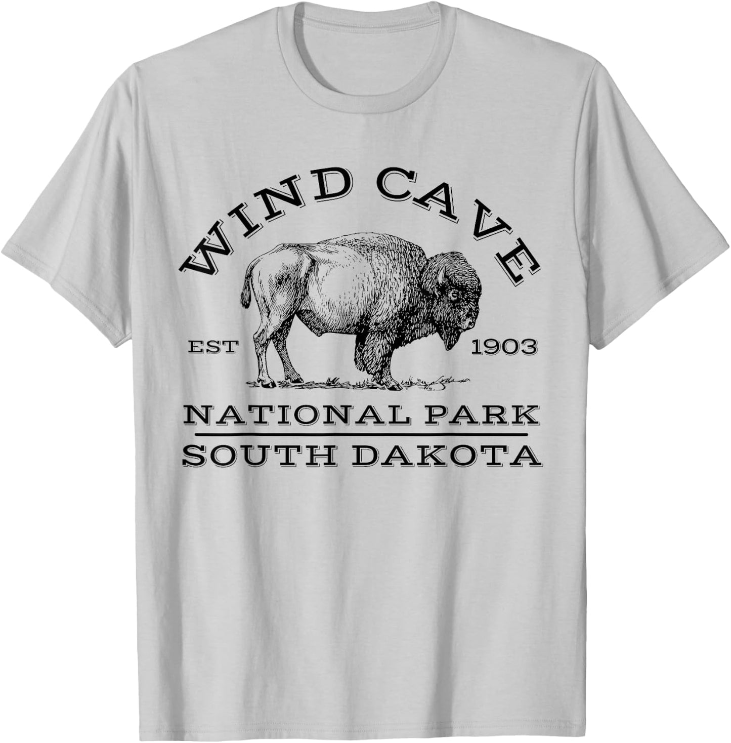 Wind Cave National Park Buffalo South Dakota Hike Outdoors T-Shirt - T-Shirt | Ash