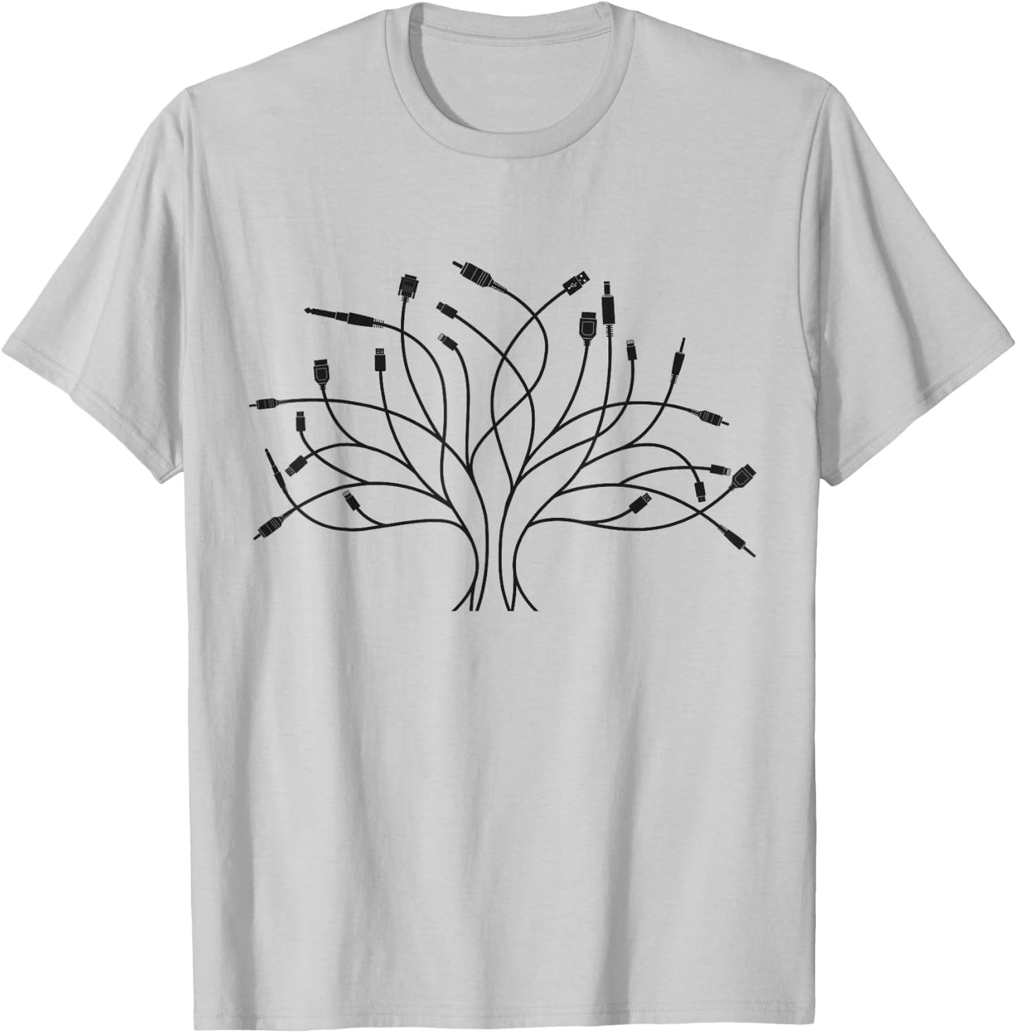 Synth Audio Cable Tree T Stuff Synthwave Modular Synthesizer T-Shirt - T-Shirt | Ash