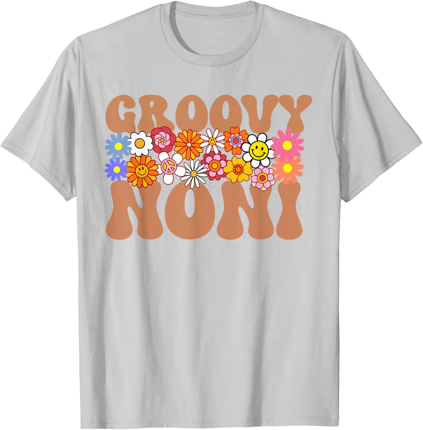Retro Groovy Noni Grandma Hippie Family Matching Mothers Day T-Shirt - T-Shirt | Ash