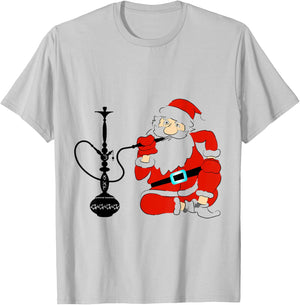 Santa Claus Smoking Hookah T-Shirt - T-Shirt | Ash