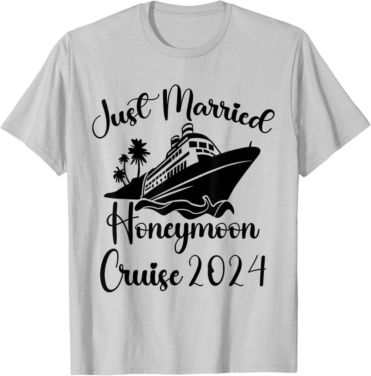 Just Married 2024 Wedding Rings Matching Couple Newlyweds T-Shirt - T-Shirt | Ash