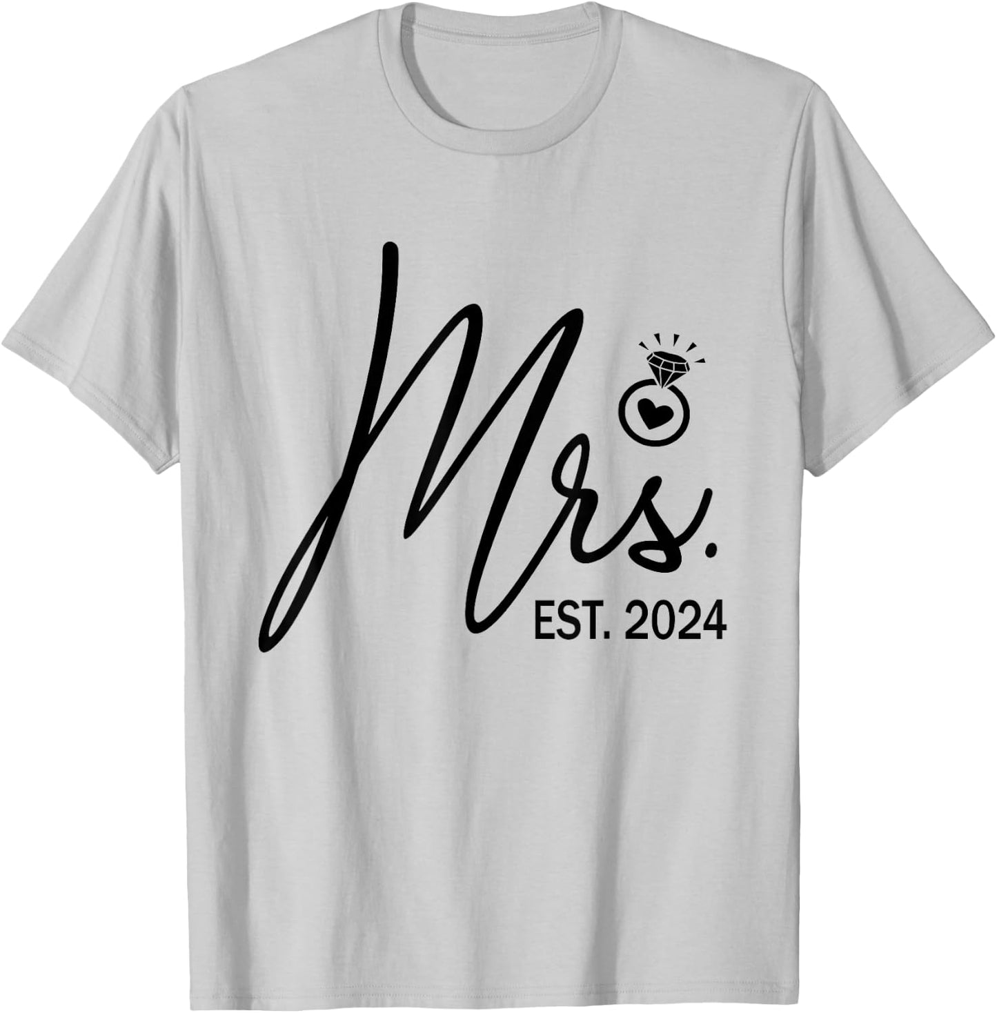 Mrs. Est. 2024 Just Married Wedding Wife Mr & Mrs Couple T-Shirt - T-Shirt | Ash