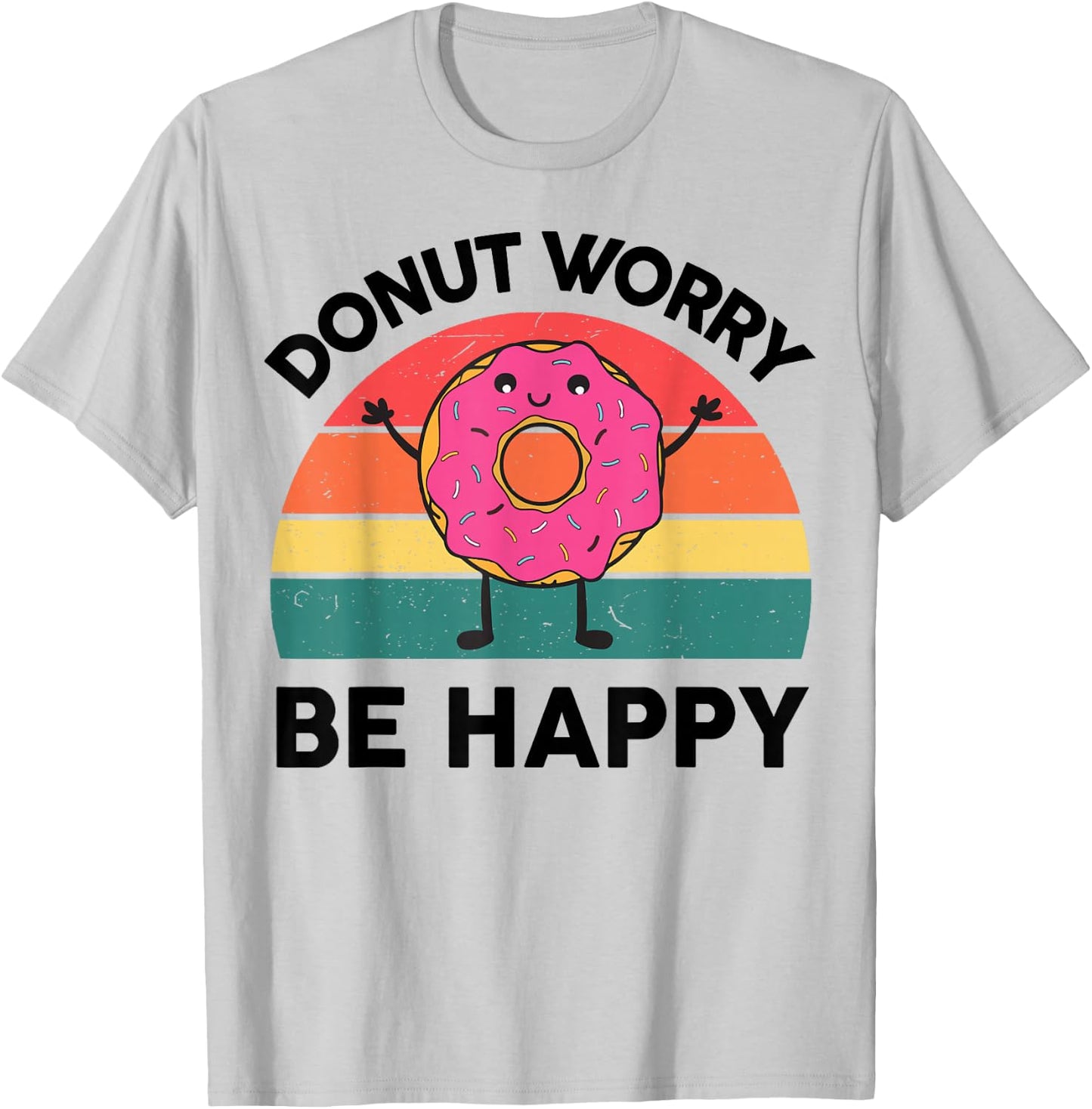 Funny Donut Worry Be Happy Shirt Kids Toddler Boy Girl Retro T-Shirt - T-Shirt | Ash