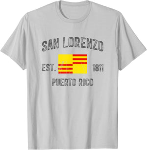 Vintage San Lorenzo EST.1811 Puerto Rico Flag Design T-Shirt - T-Shirt | Ash