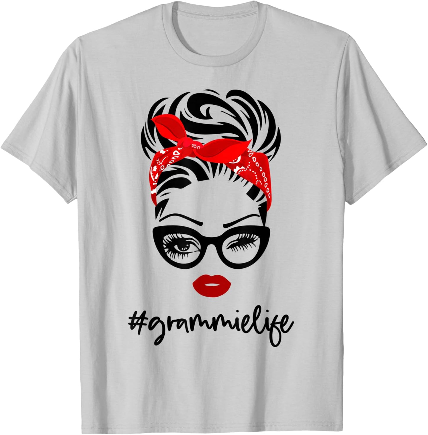 #grammieLife grammie Life Vintage Wink Eye Woman Face Gifts T-Shirt - T-Shirt | Ash