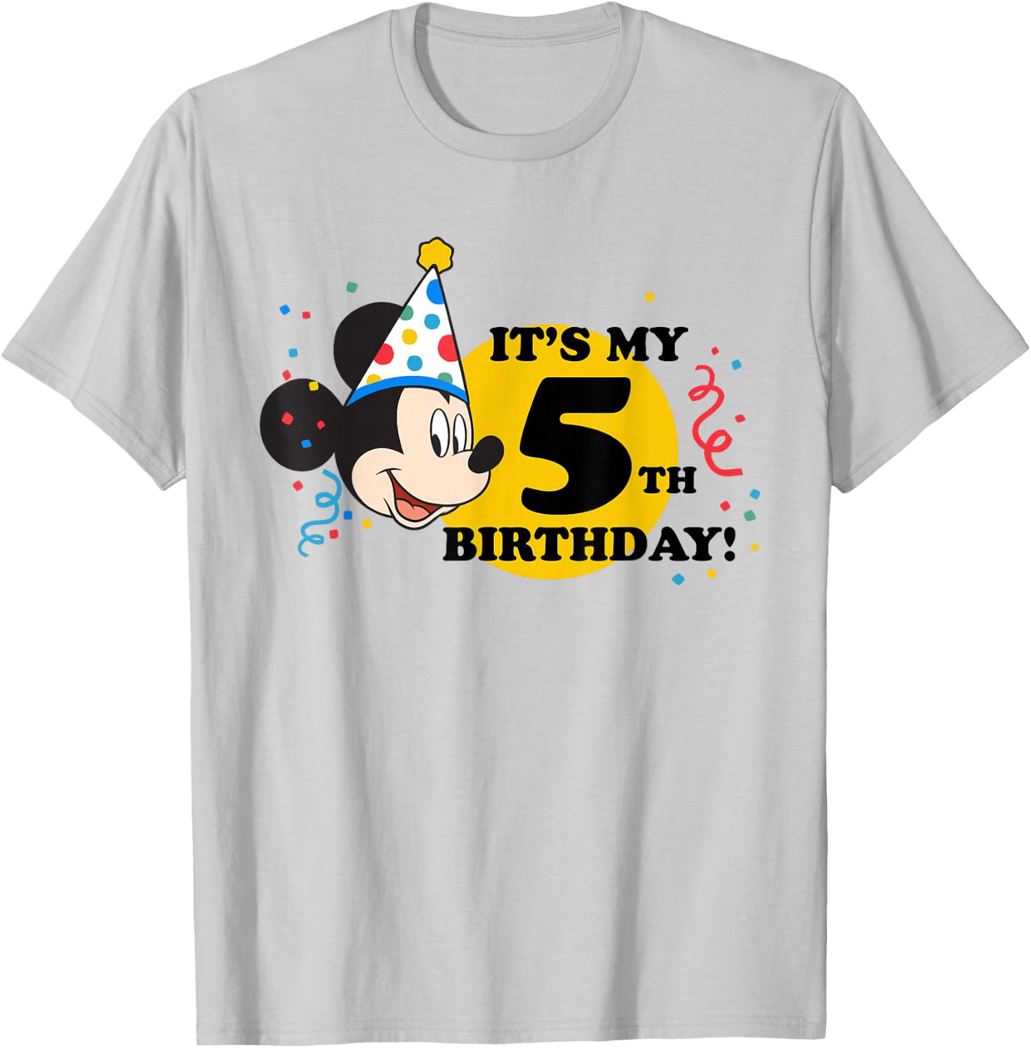 Disney Mickey Mouse 5th Birthday T-Shirt - T-Shirt | Ash