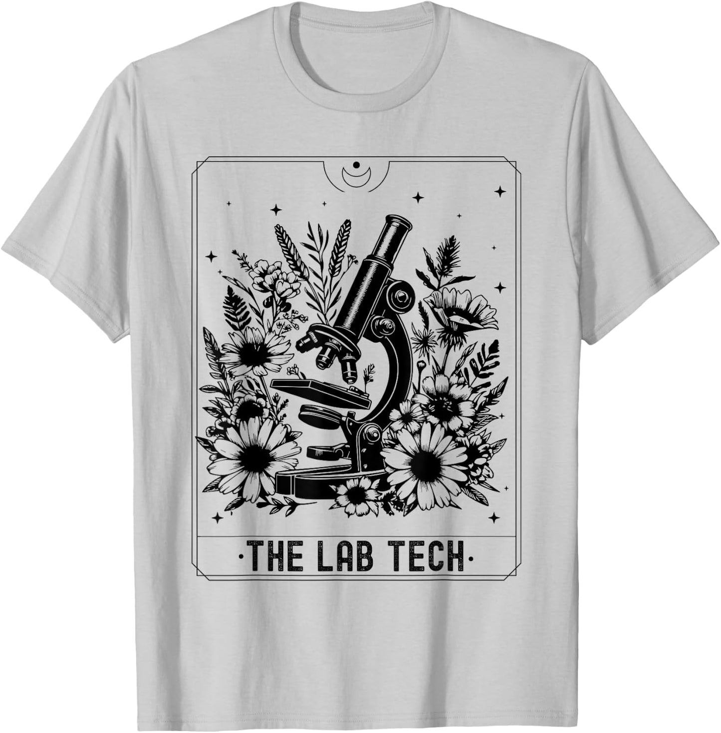 Retro Floral Laboratory Scientist Microscope Tarot Card Lab T-Shirt - T-Shirt | Ash