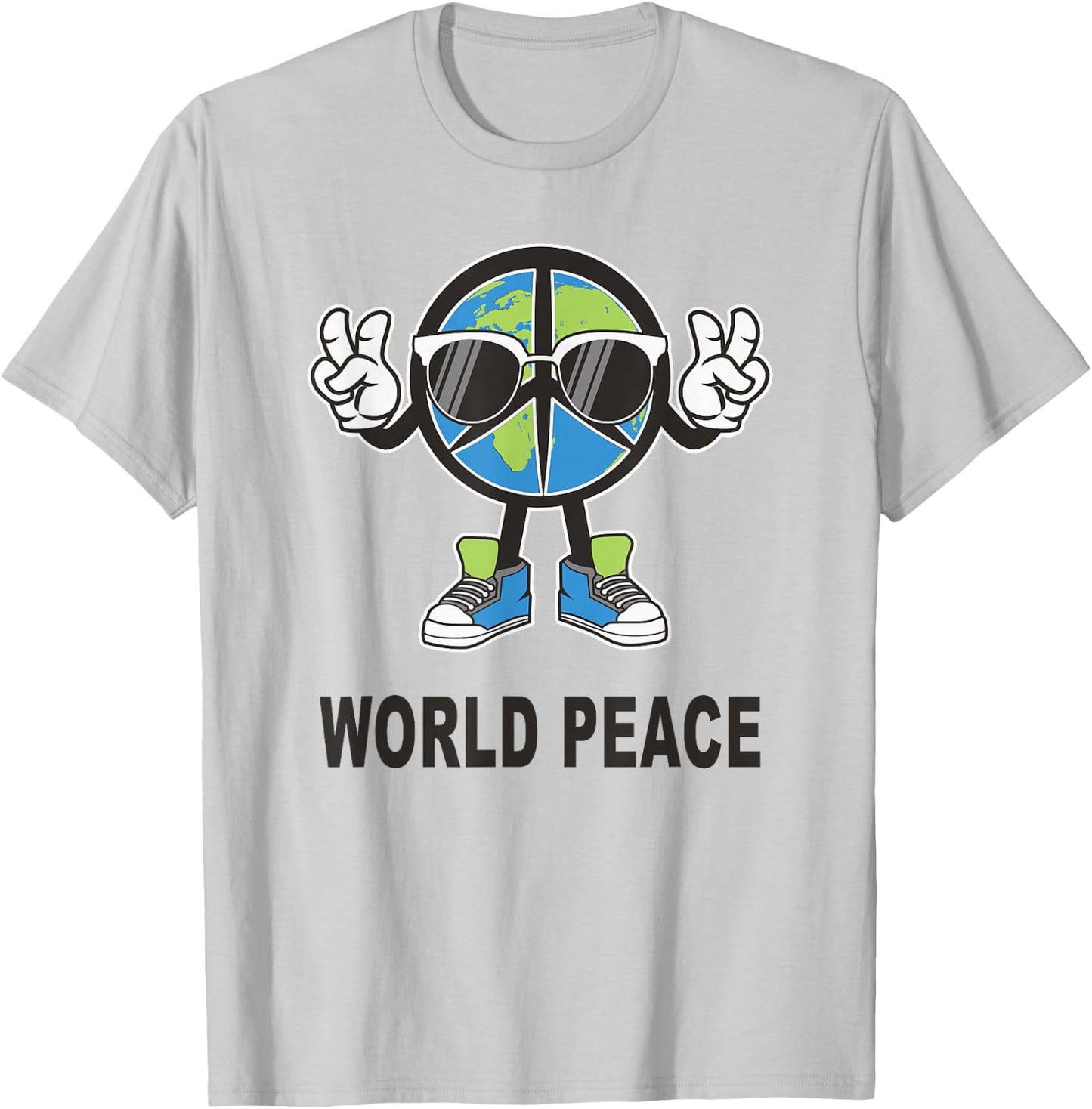World Peace On Earth Shirt Global Love Peace Sign Funny T-Shirt - T-Shirt | Ash