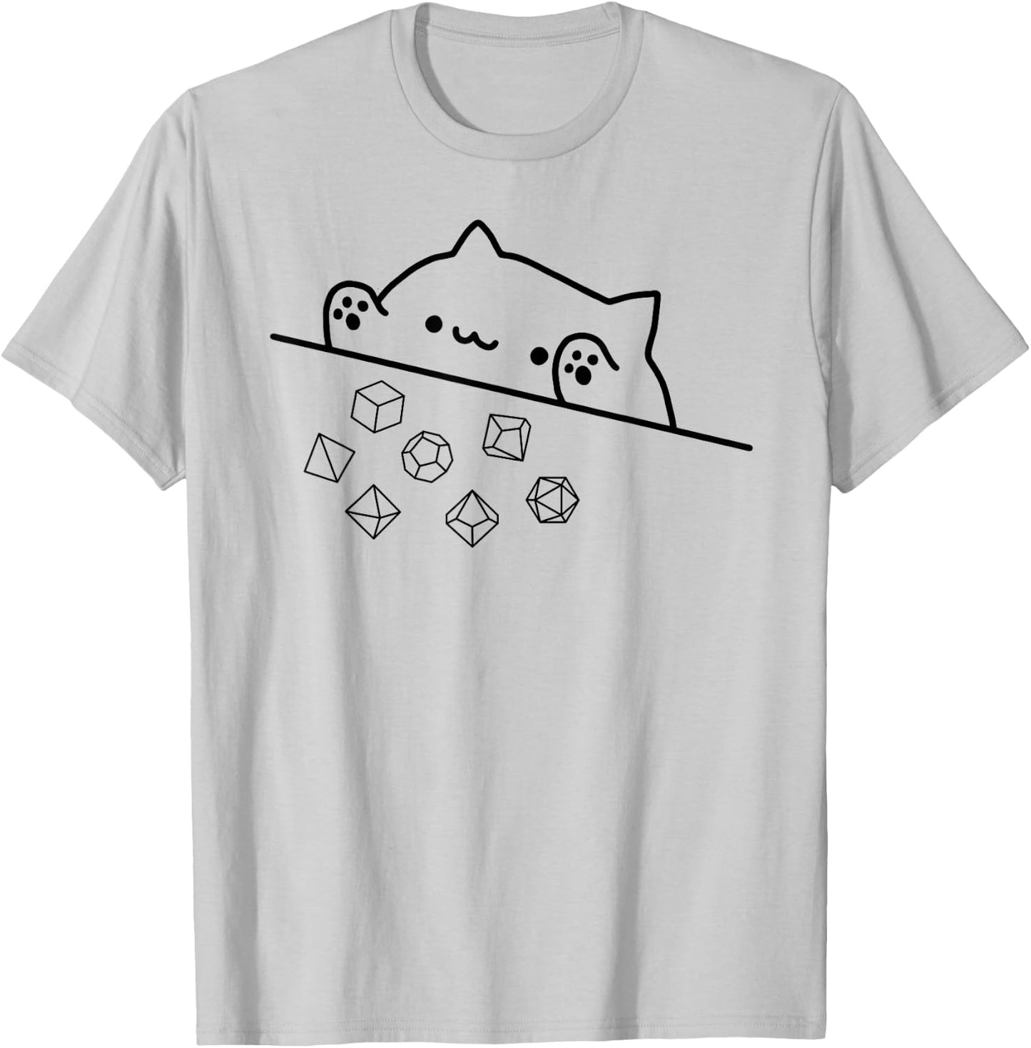Cat Throwing Rainbow Dice Tabletop RPG T-Shirt - T-Shirt | Ash