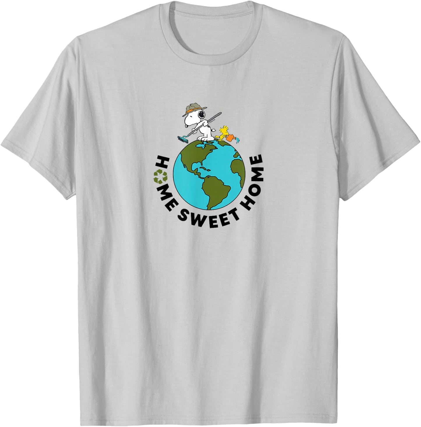 Peanuts - Earth Day Snoopy Home Sweet Home T-Shirt - T-Shirt | Ash