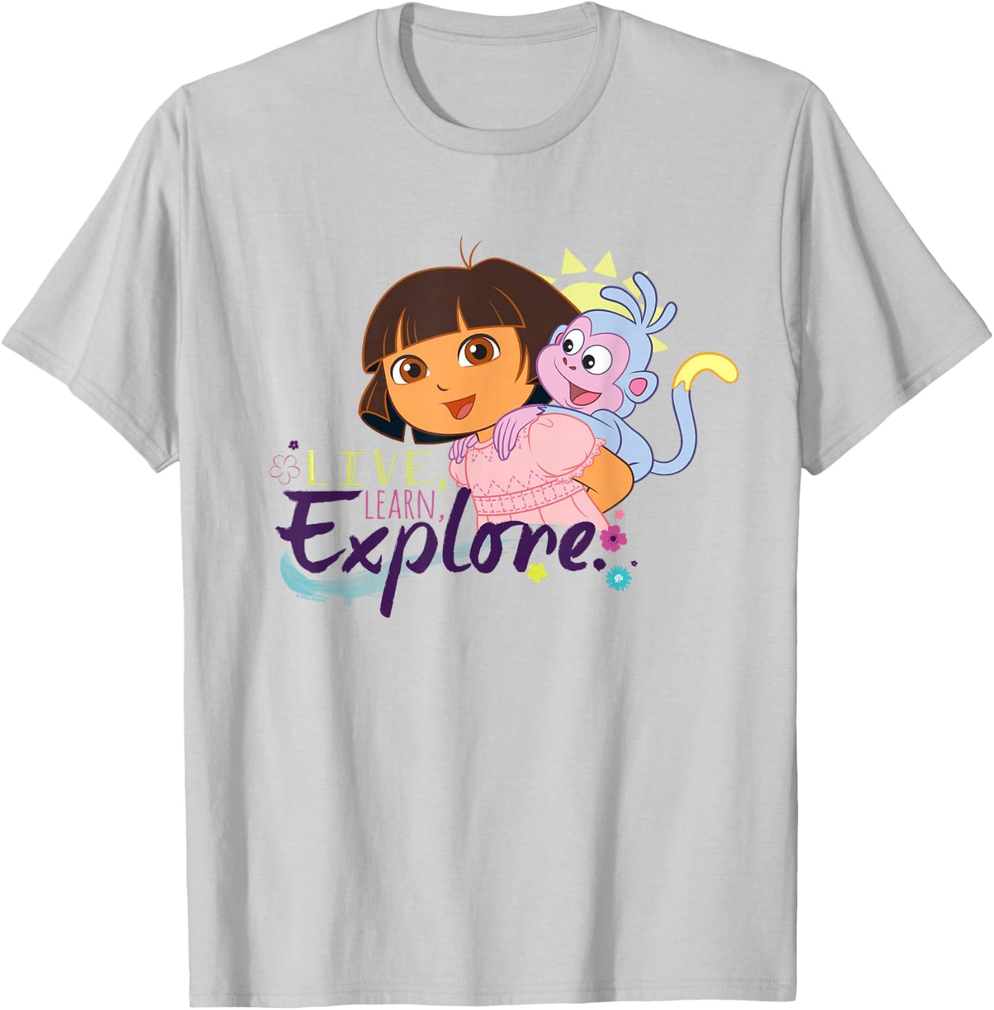 Dora the Explorer Live, Learn, Explore T-Shirt - T-Shirt | Ash