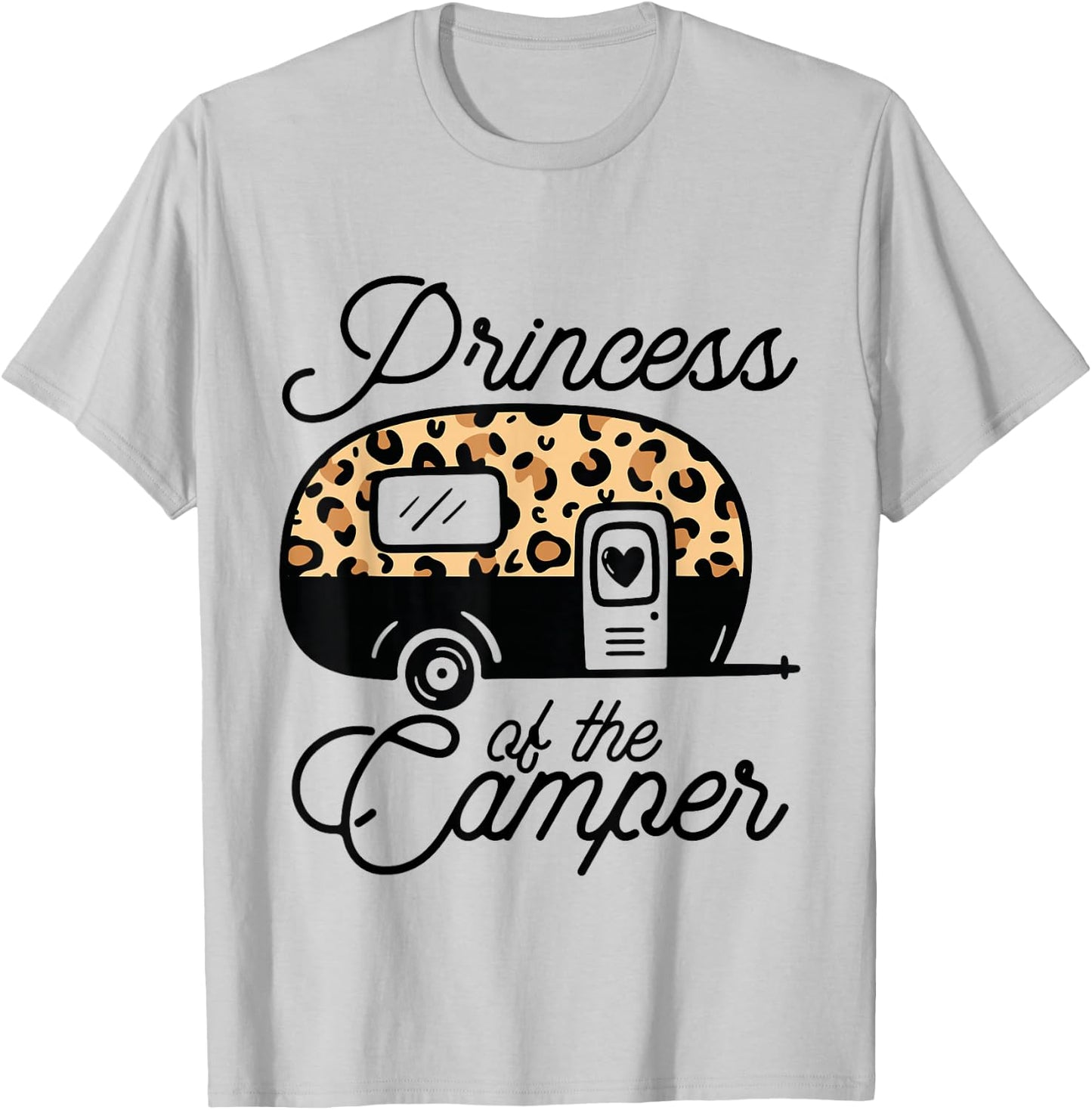 Princess of the Camper Leopard Women Camper Camping Traveler T-Shirt - T-Shirt | Ash