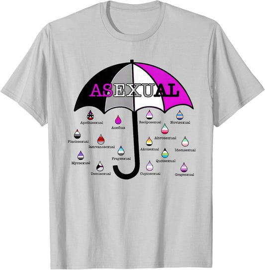Umbrella Asexual LGBT Lesbian Gay Bisexual Transgender Pride T-Shirt - T-Shirt | Ash