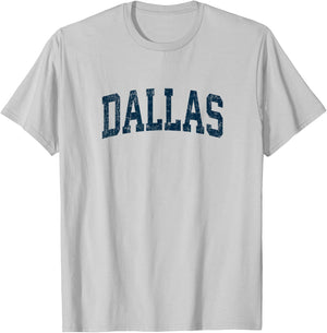 Dallas Texas TX Vintage Athletic Sports Navy Design T-Shirt - T-Shirt | Ash