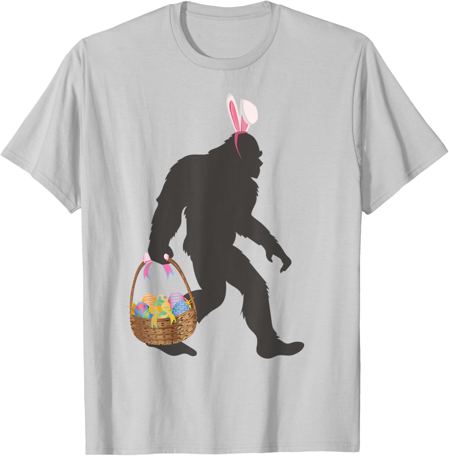 Funny Bigfoot Easter Grey - Classic Fit, Round Neck, Short Sleeve T-Shirt - T-Shirt | Ash