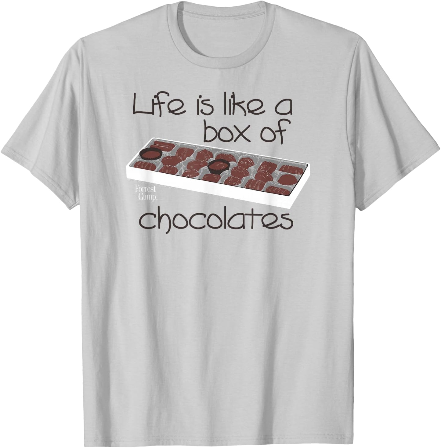 Forrest Gump Life is Like a Box of Chocolates T-Shirt - T-Shirt | Ash