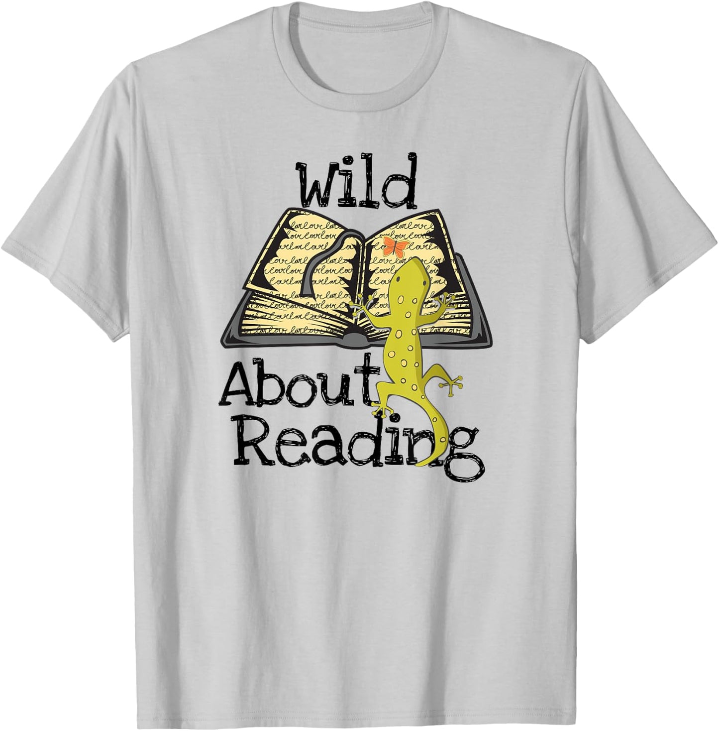Wild About Reading Gecko Book Gift Teachers Men Women Girls Kids T-Shirt - T-Shirt | Ash